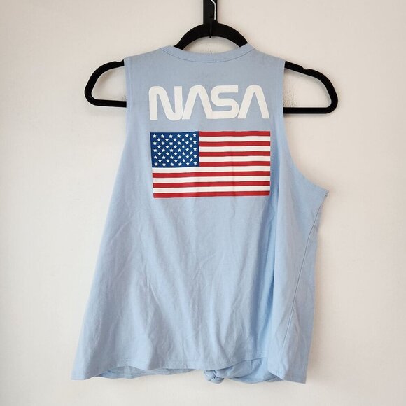 Fifth Sun NASA Tank Top Blue Tie Front T-Shirt Tee Women's XL - Picture 3 of 7